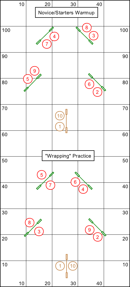 Two Christmas tree shaped agility courses